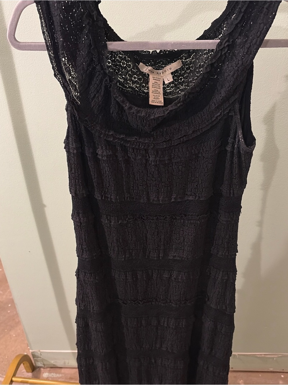 Max Studio Black Sleeveless Lace-Texture Maxi Dress